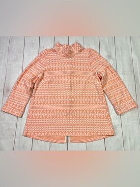 BURU Mod Top - Medium - textured orange white creamsicle 3/4 sleeve tunic